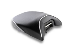 Available as a separate item, this Sargent Cycle Products rear seat is shown with CFX and Silver Welt - a non-Standard option.